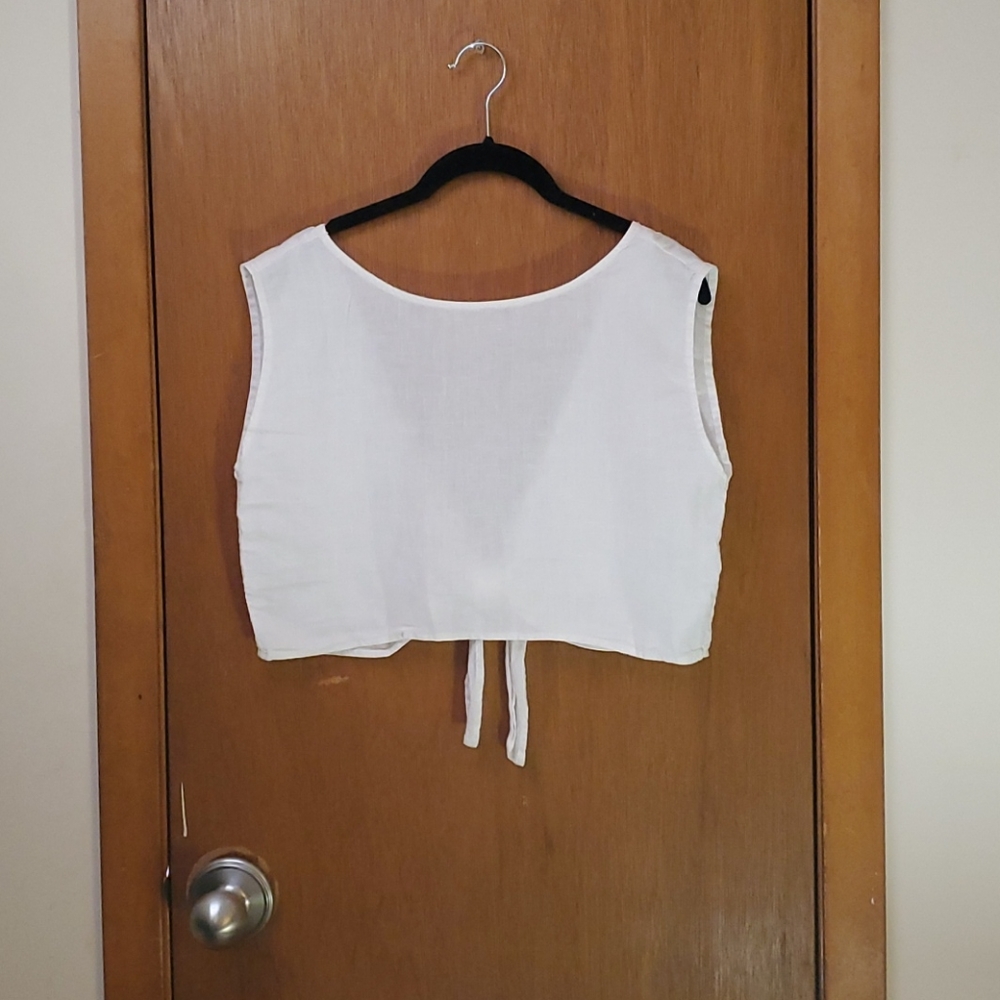 Lou & Grey XS Linen Tie Back Crop Top BNWT